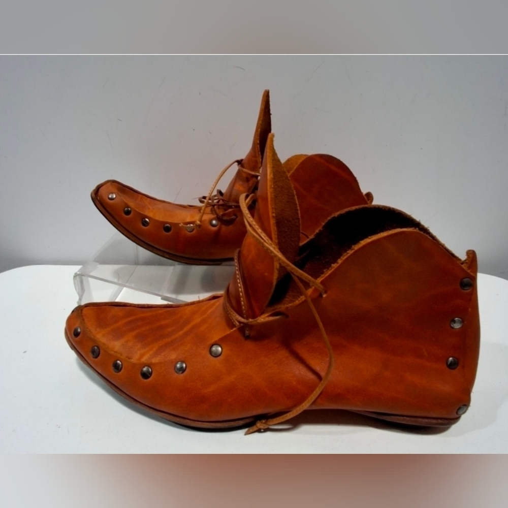 CYDWOQ Indies Leather Clog Boots | Studded | Brown
